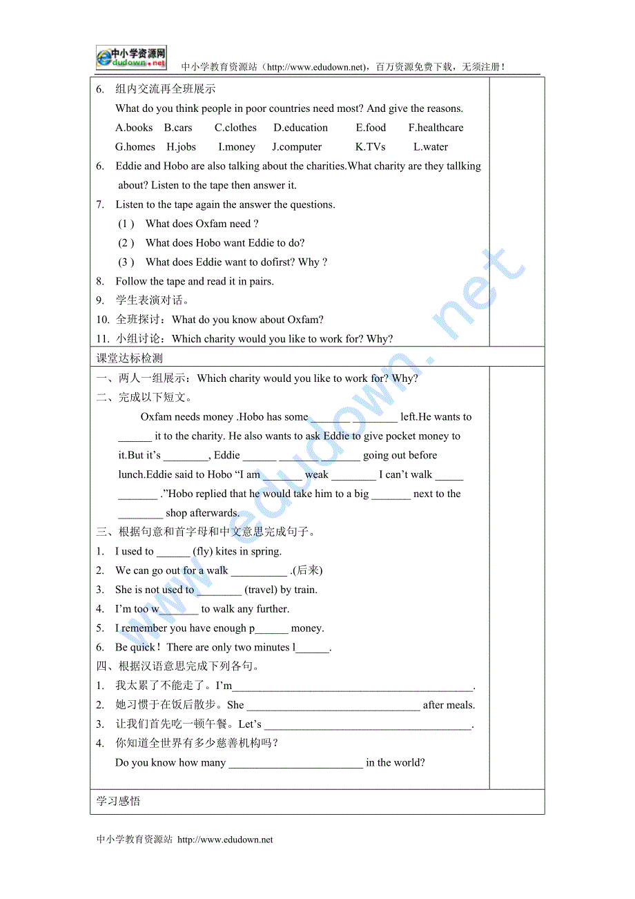 牛津译林版英语八下《Unit 5 International Charities》word学案_第2页