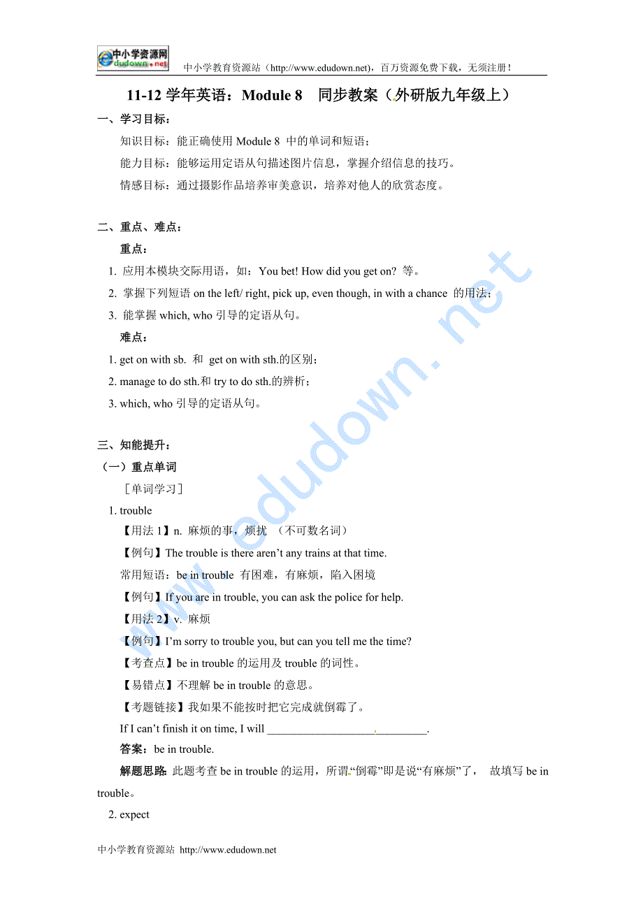 外研版九上《Module 8 Photos》word同步教案_第1页