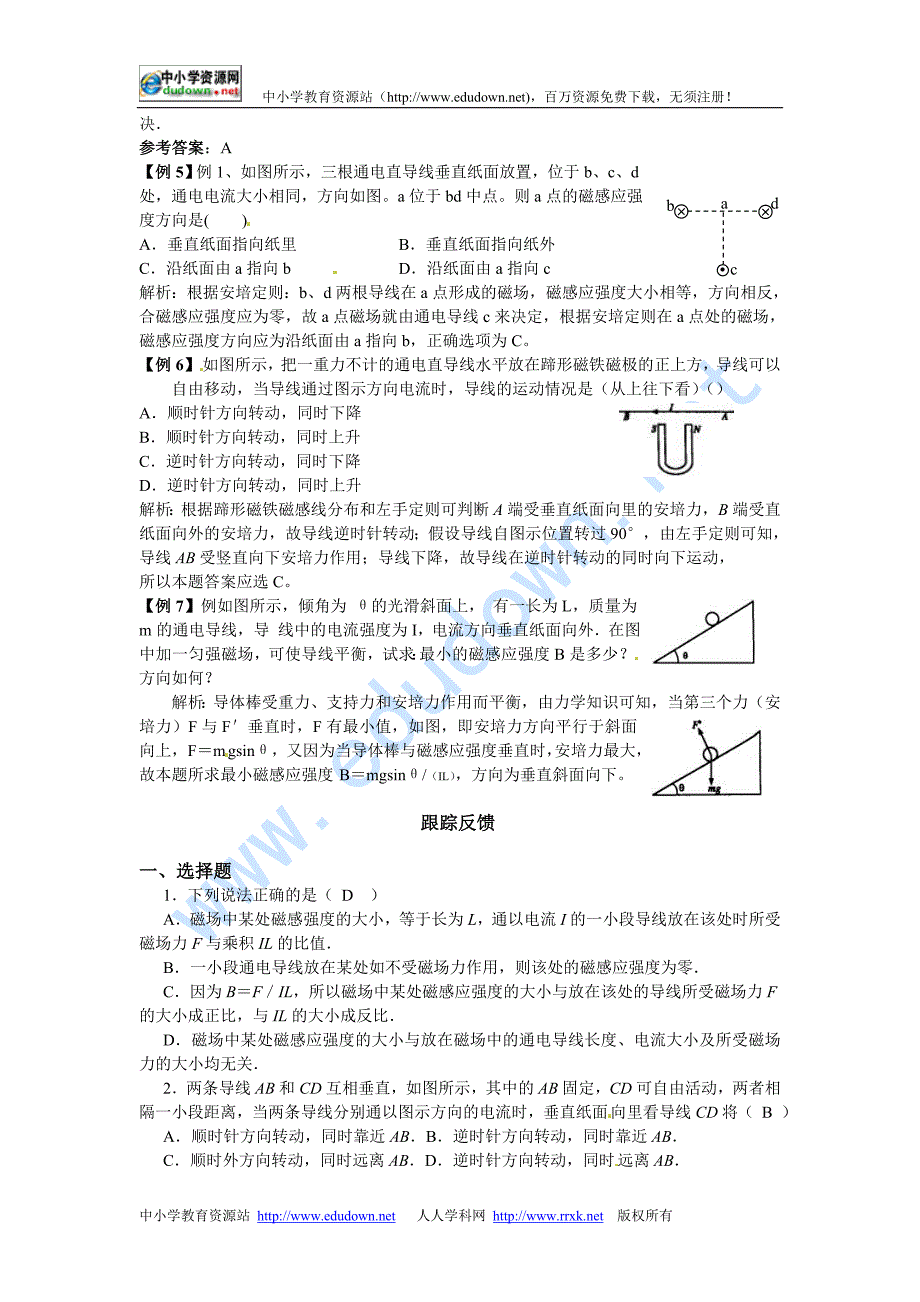 新课标粤教版3-1 选修三3.3《探究安培力》WORD教案3_第2页