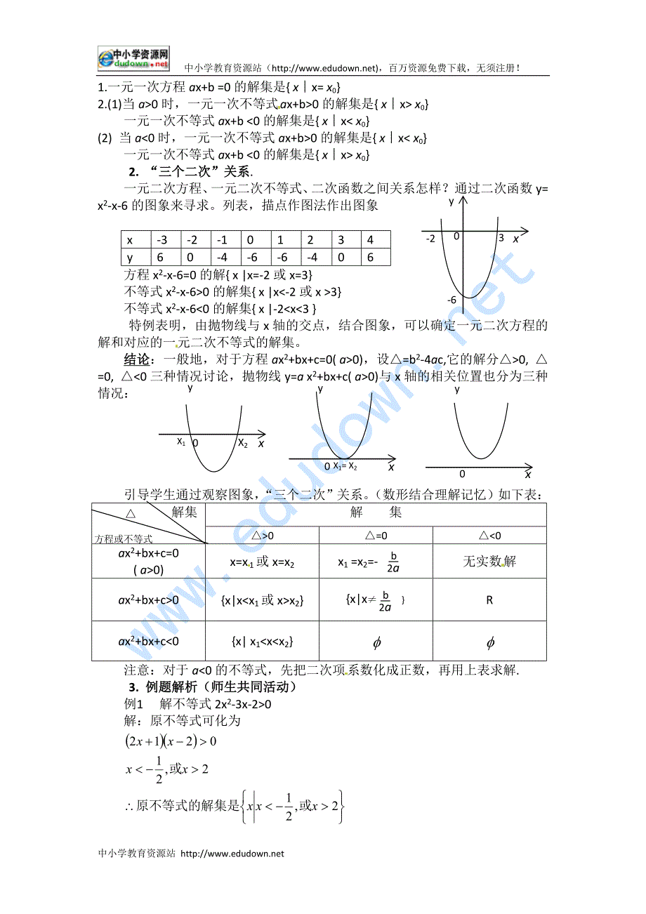 湘教版高中数学（必修4）10.2《一元二次不等式》word学案_第2页