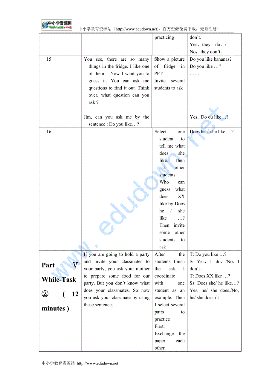 新目标版英语七上《Unit 6 Do you like bananas》word教案（一）_第4页