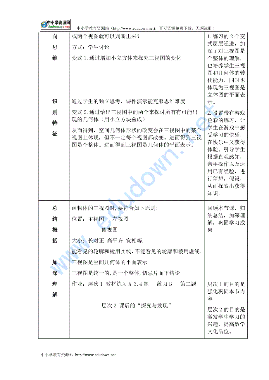 新人教B版必修二1.1.5《三视图》word教案_第4页