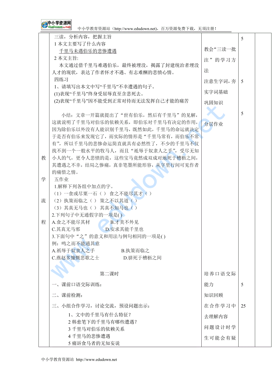 语文版九上《马说》word表格教案_第3页