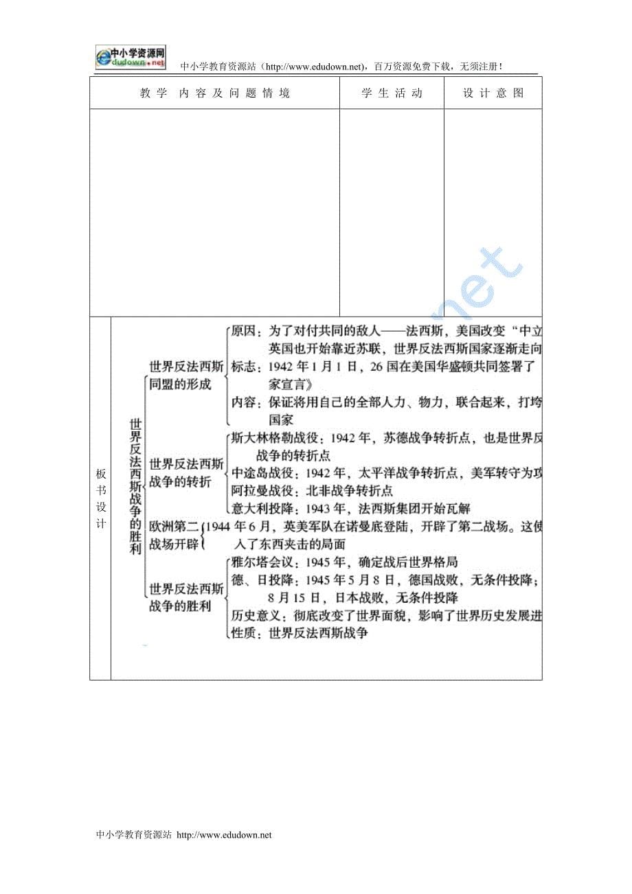 新人教版历史九下第7课《世界反法西斯战争的胜利》word教案_第5页