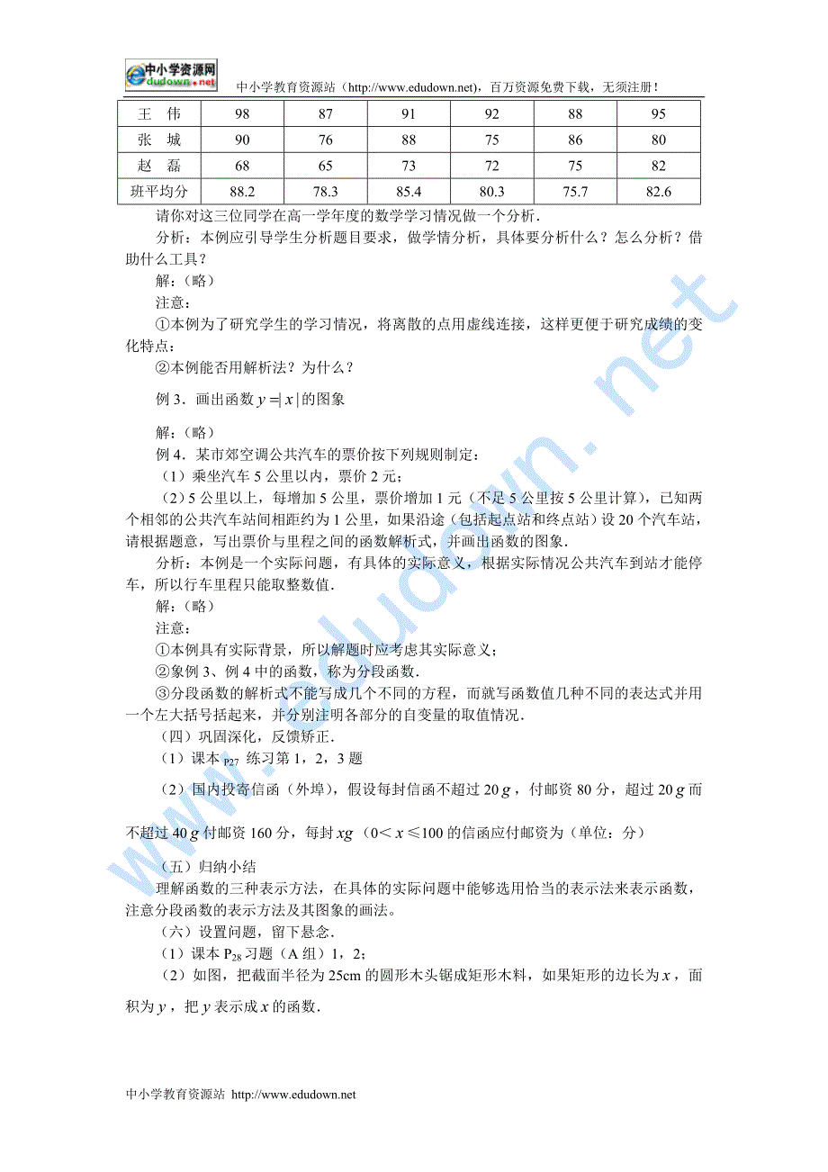 新人教版必修1(A版)1.2.2函数的表示法教案_第2页