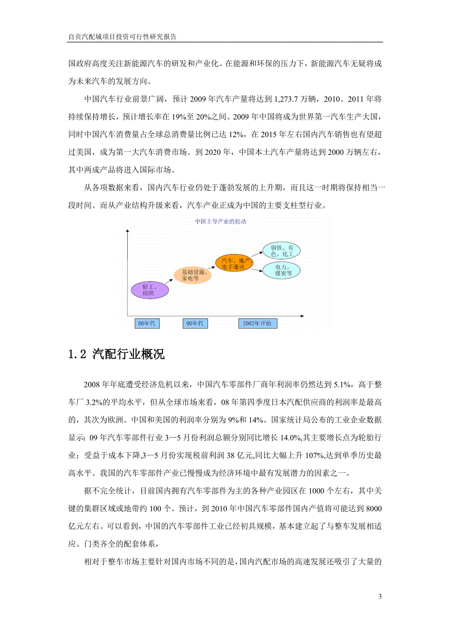 四川自贡汽配城项目投资可行性报告_第3页