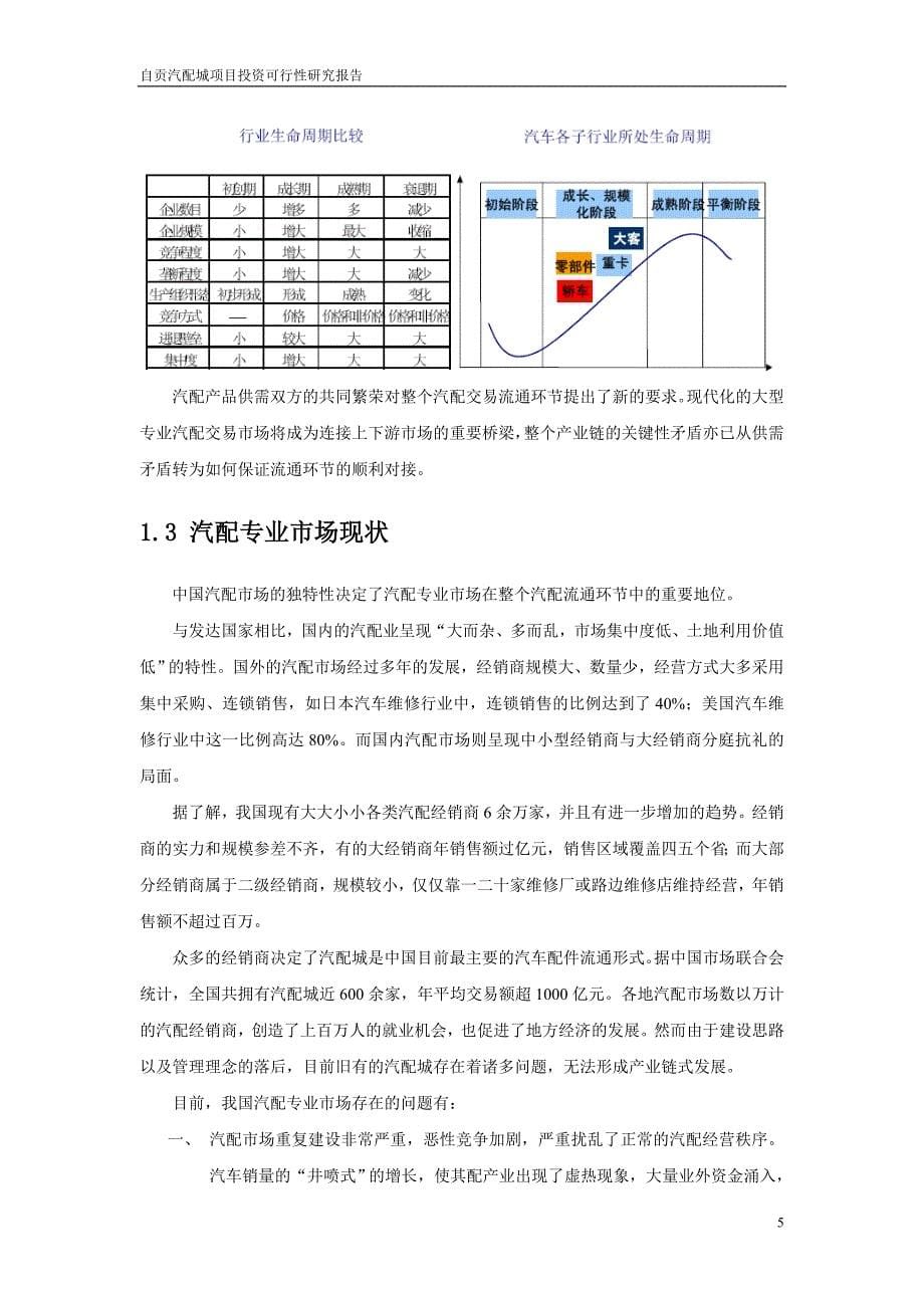 四川自贡汽配城项目投资可行性报告_第5页