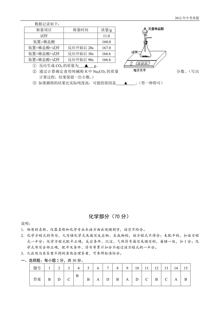 2012年江苏省盐城市中考化学试题含答案_第4页