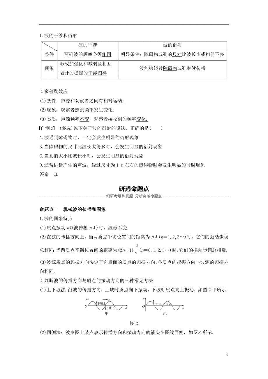 2019版高考物理大一轮复习第十章机械振动机械波第2讲机械波学案_第3页