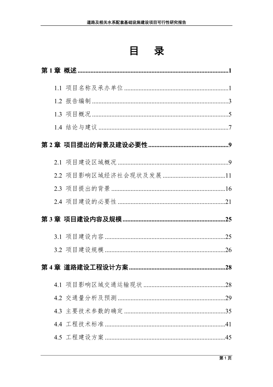 城市道路相关水系配套设施建设项目可行性研究报告_第1页