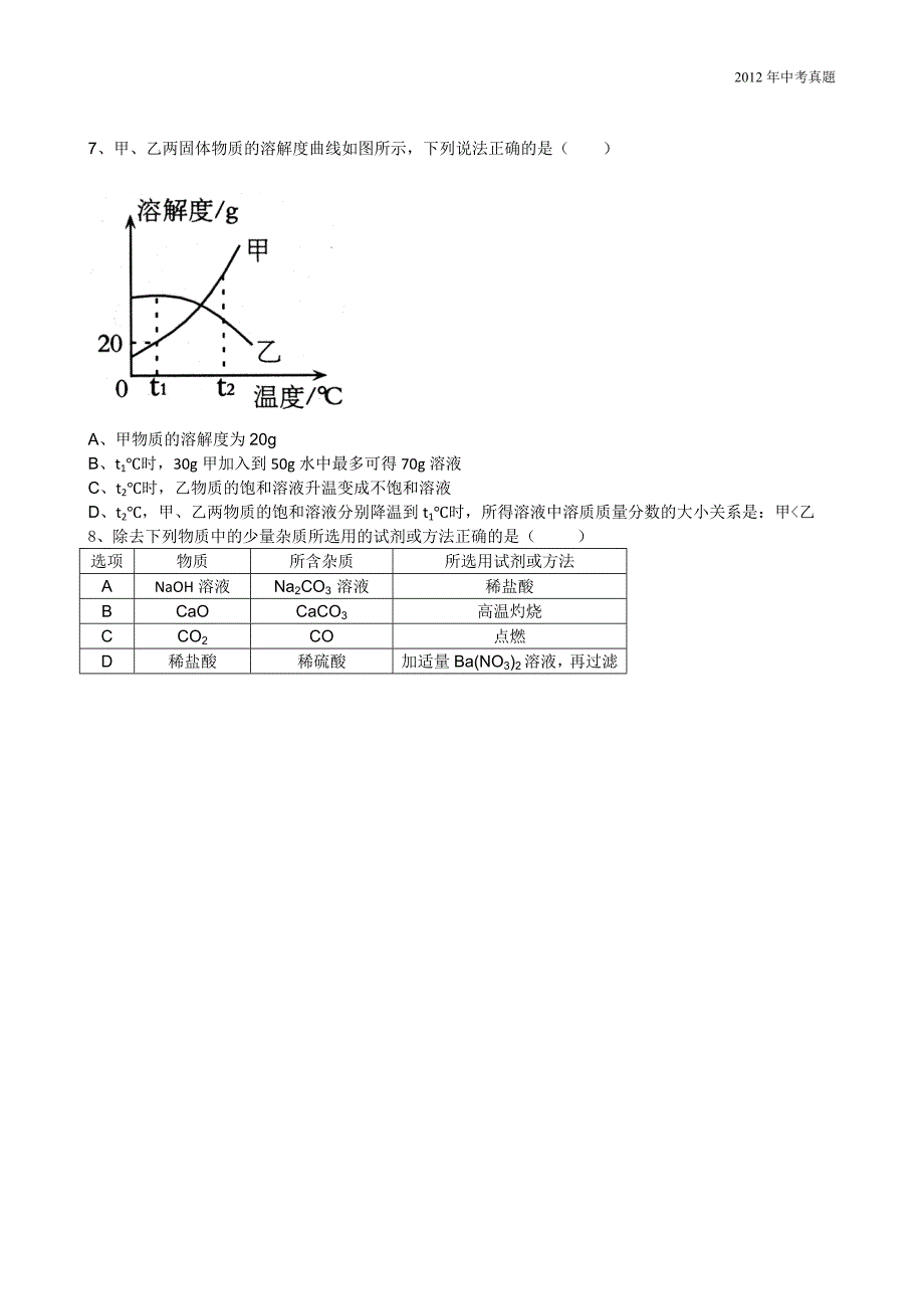 2012年四川省达州市中考化学试题含答案_第2页