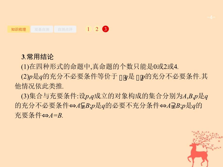 2019届高考数学一轮复习第一章集合与常用逻辑用语1.3命题及其关系、充要条件课件文新人教b版_第4页