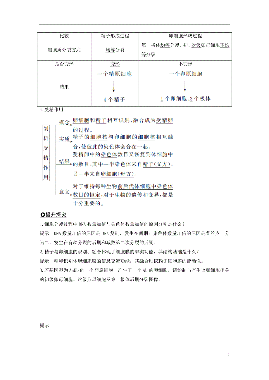 2019版高考生物一轮复习第五单元细胞的生命历程第10讲染色体在有性生殖中的变化创新备考学案中图版_第2页