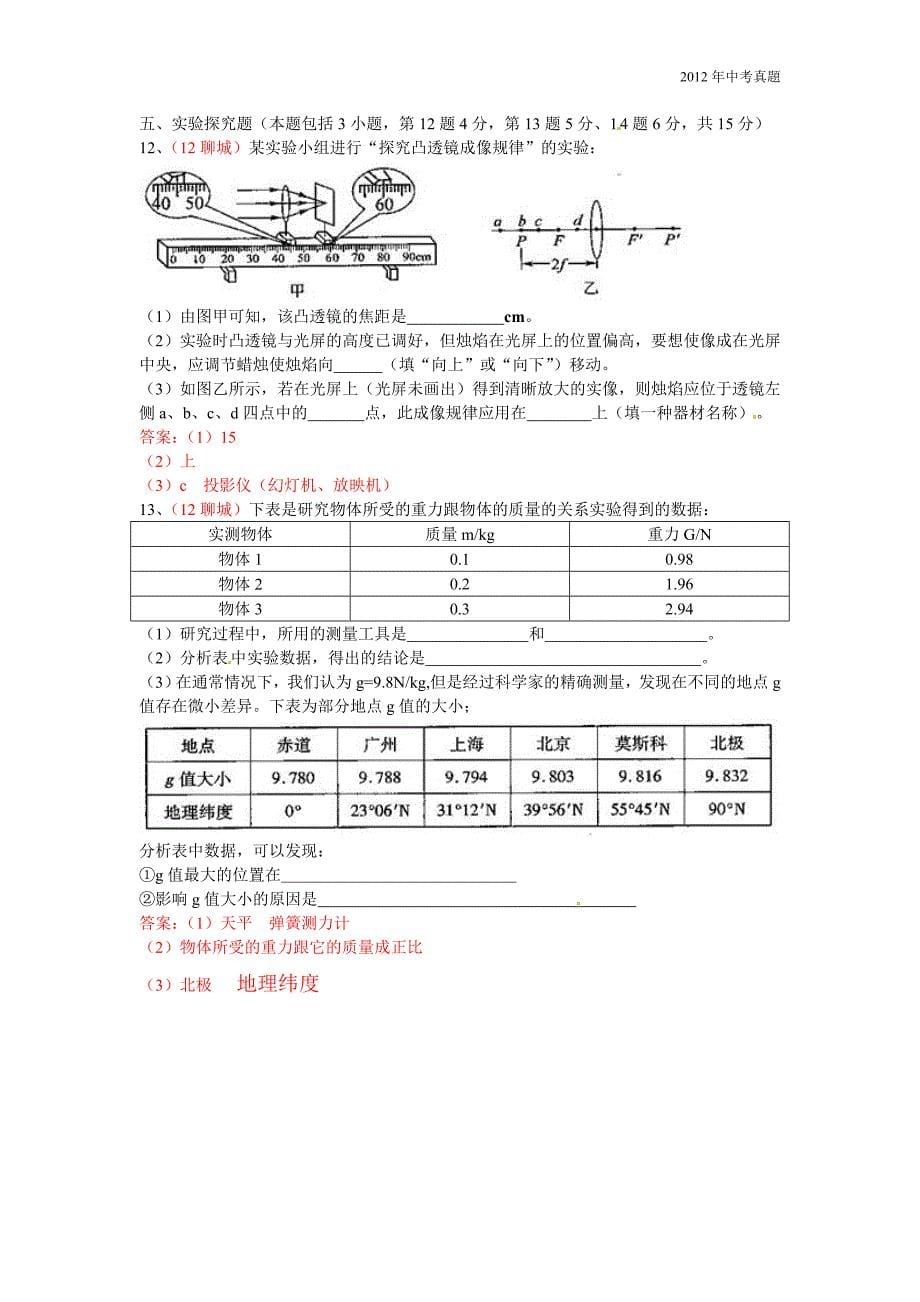 2012年山东省聊城市中考物理试题含答案_第5页