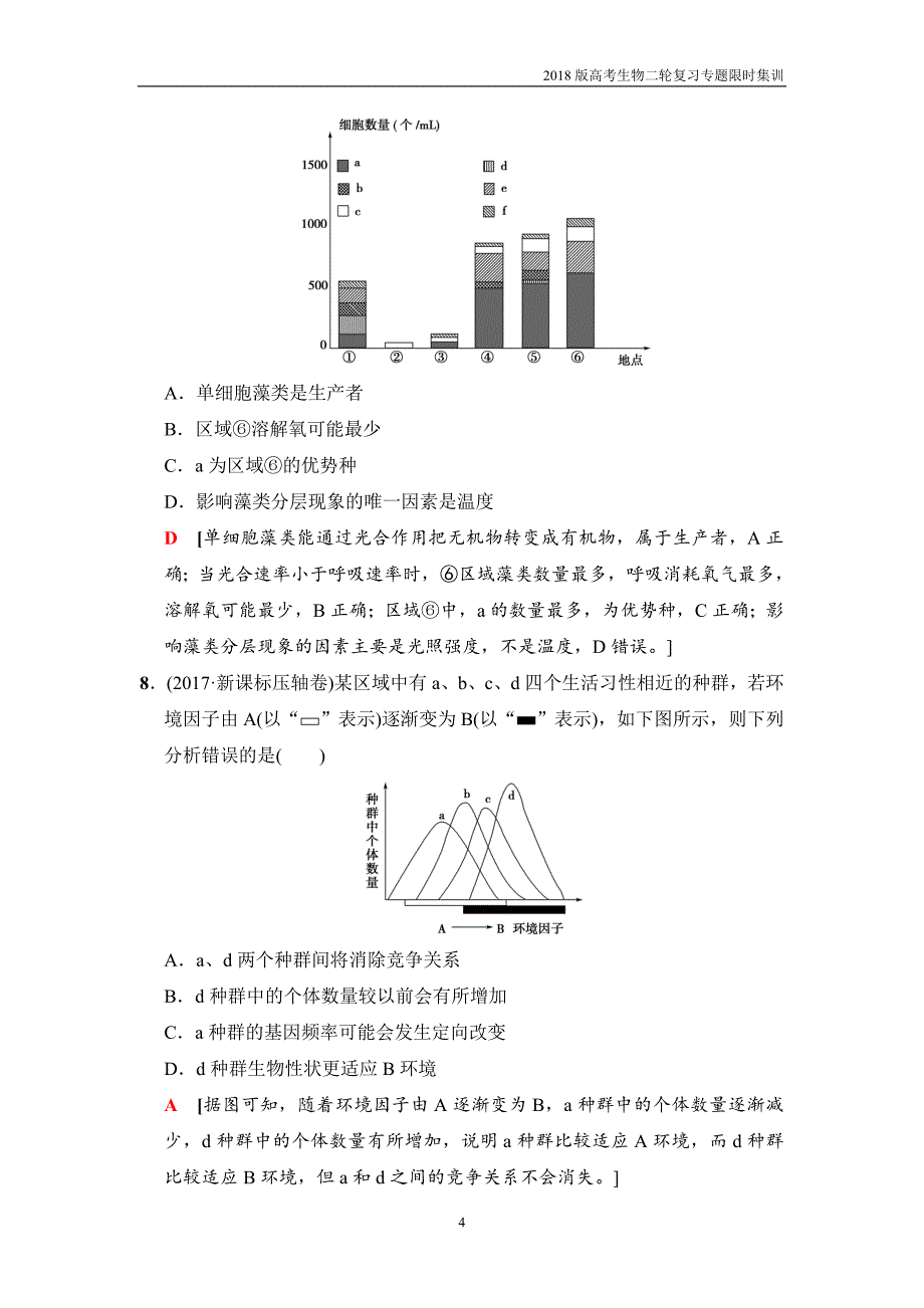 2018版高考生物二轮专题限时集训专题十二种群和群落含解析_第4页