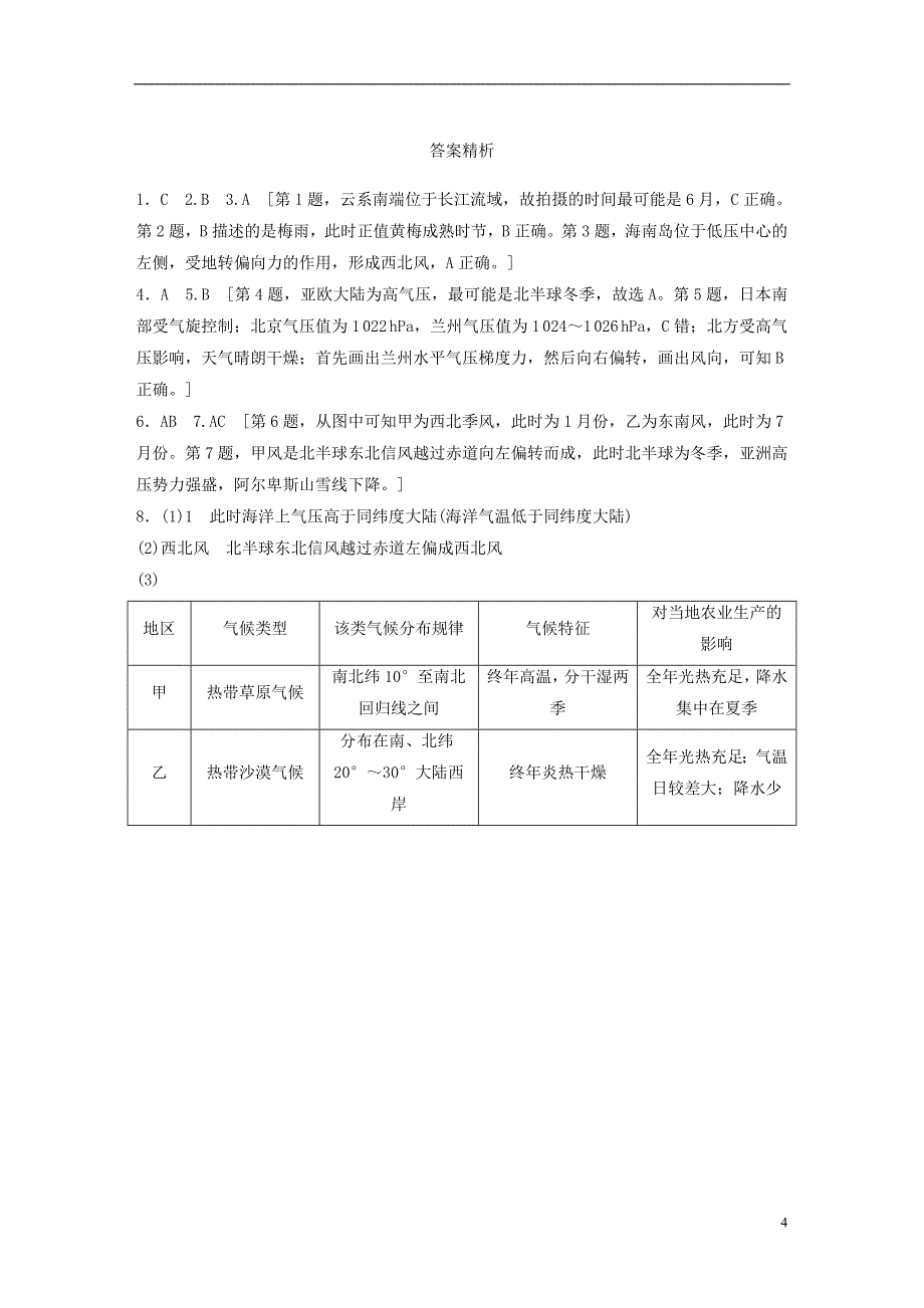 2019版高考地理大一轮复习专题二大气与气候高频考点12季风的形成及影响_第4页