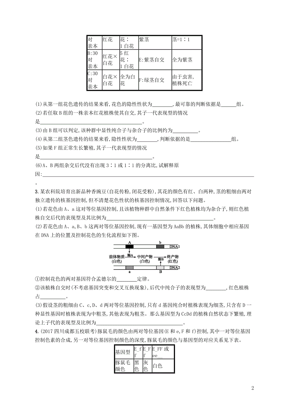 2019版高考生物一轮复习高频考向练2遗传、变异与育种_第2页