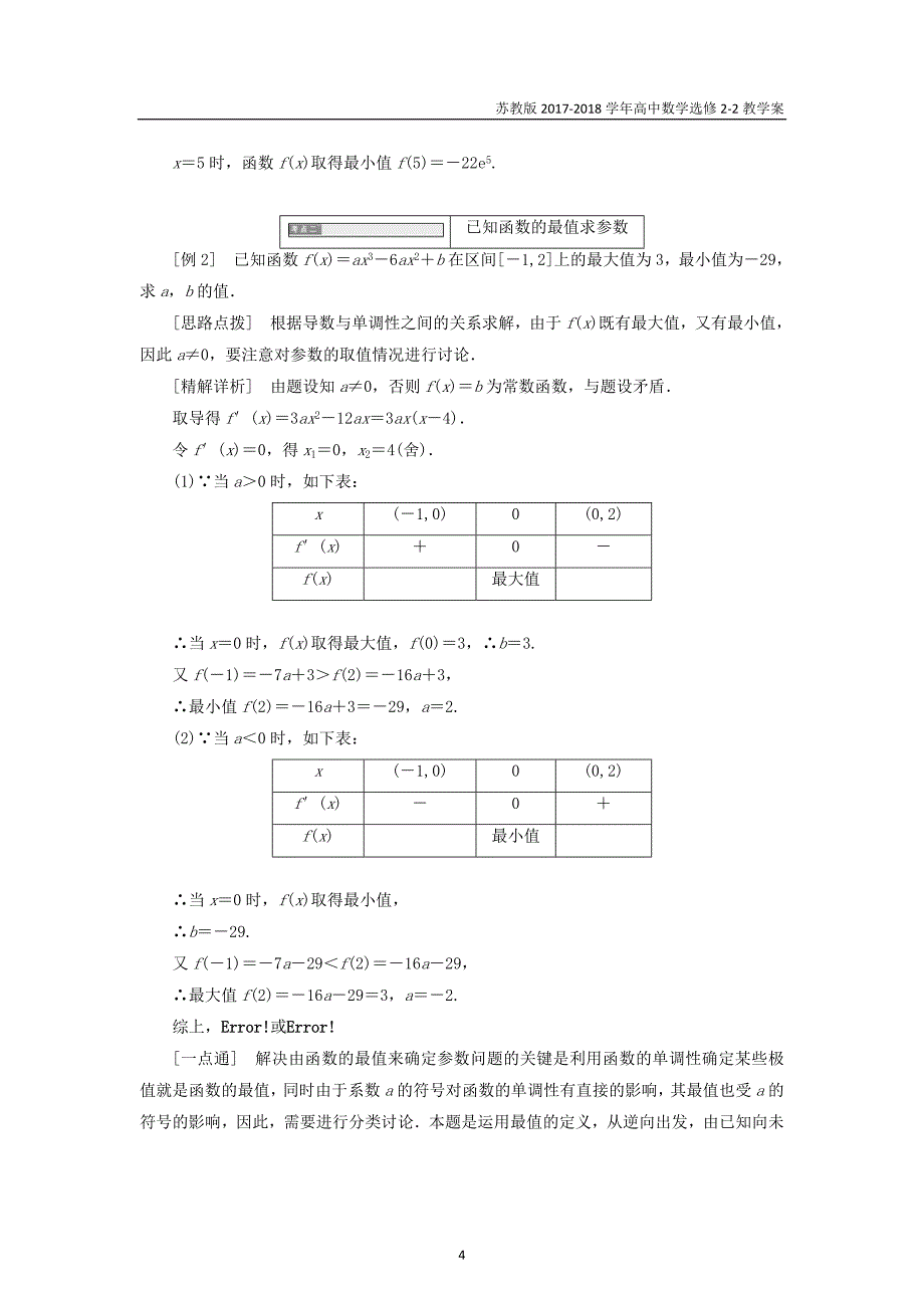 2017-2018学年高中数学第一章导数及其应用1.3.3最大值与最小值教学案苏教版选修2-2_第4页