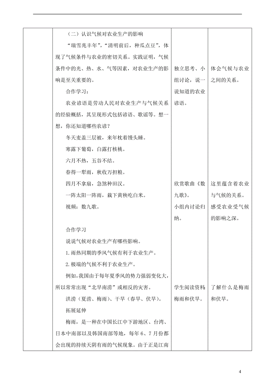 七年级地理上册第四章活动课气候与我们的生产生活教案（新版）商务星球版_第4页