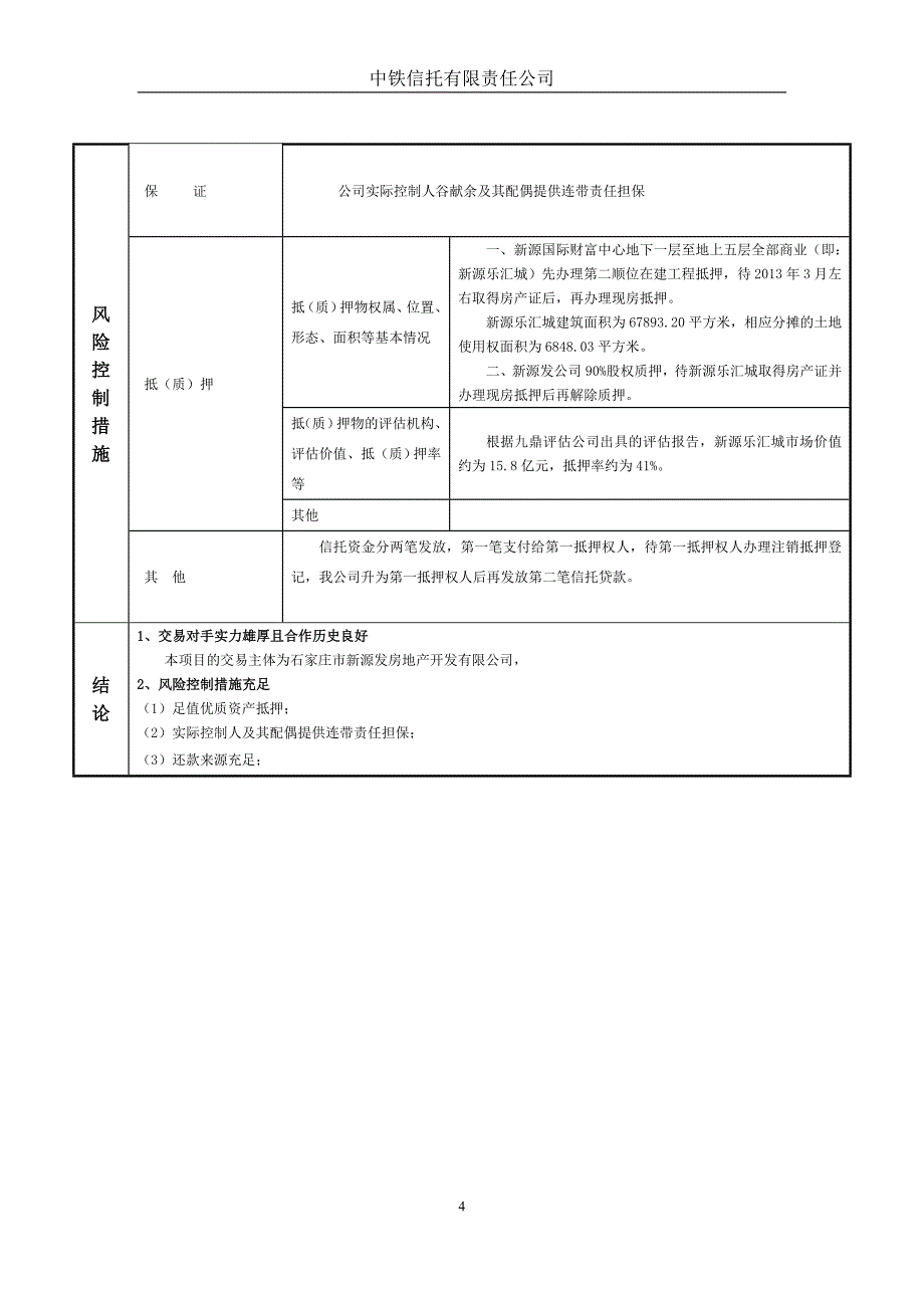 中铁信托新源国际财富中心信托贷款项目集合资金信托计划可行性报告_第4页