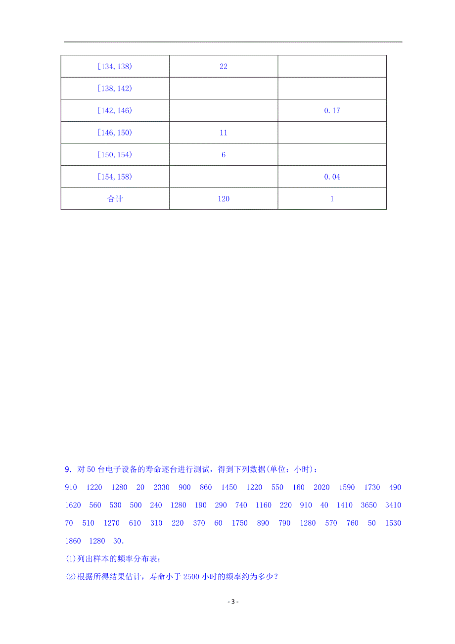 江苏省宿迁中学苏教版高中数学必修三练习2.2总体分布的估计（一）含答案_第3页