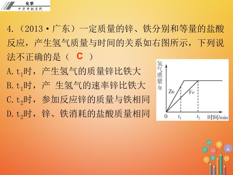 2018年度中考化学冲刺第15讲金属的化学性质和金属活动性顺序习题课件_第4页