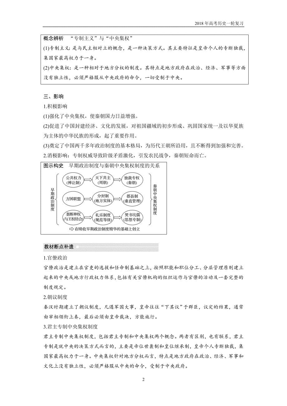 2019高考历史一轮复习必修1第一单元古代中国的政治制度第2讲_第2页