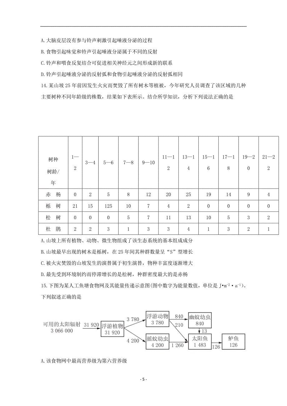 江苏省南通市2018年高考生物考前卷一5_第5页