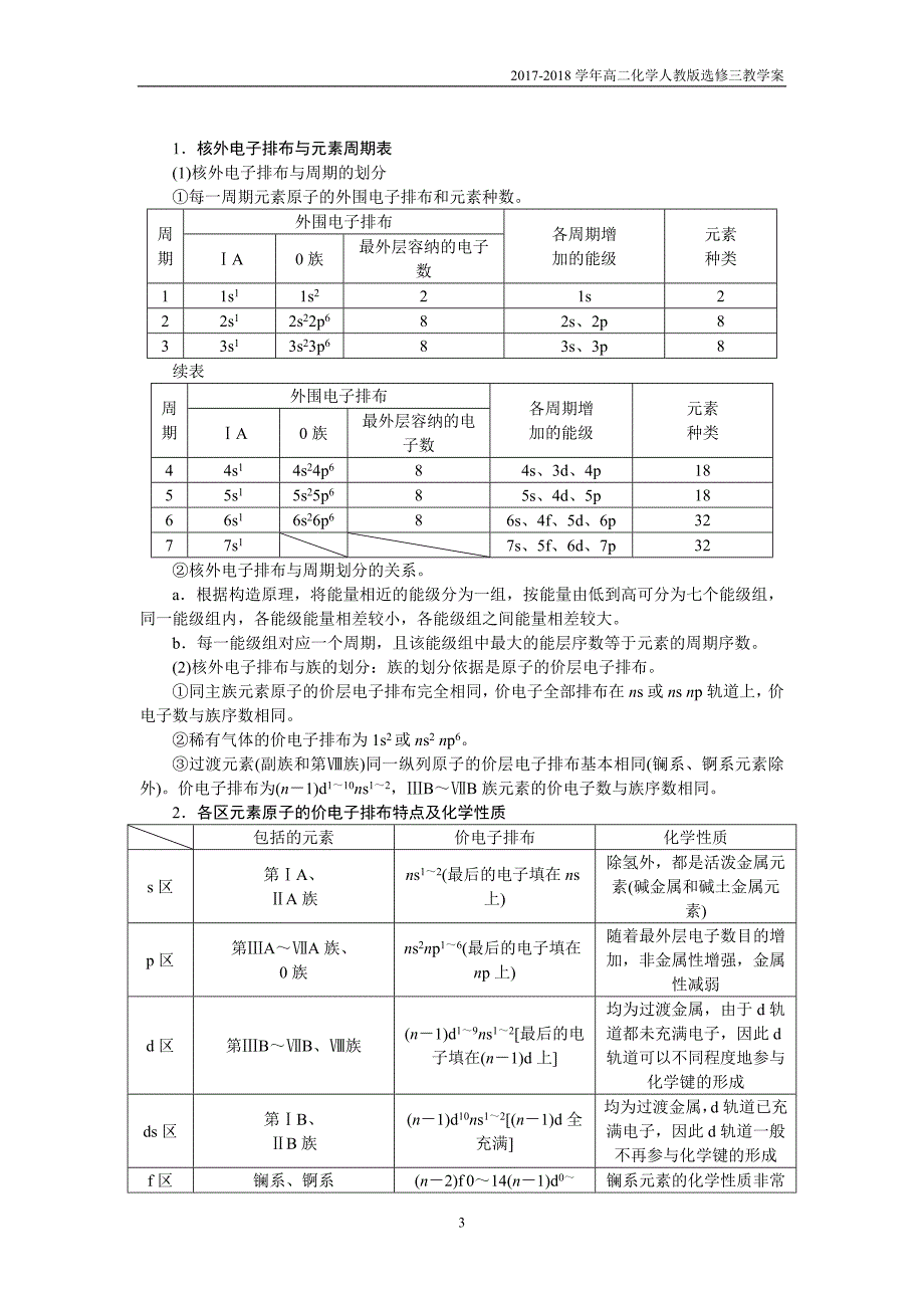 2017-2018学年高二化学人教版选修三教学案：第一章第二节原子结构与元素的性质含答案_第3页