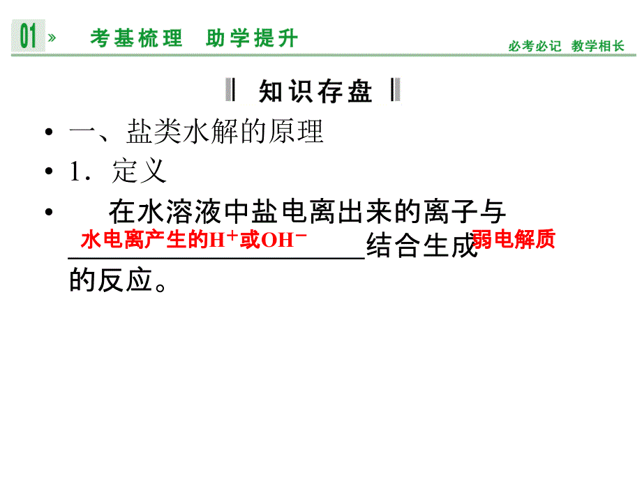 2014高考化学《盐类的水解》了解盐类水解的原理、影响盐类水解程度的主要因素_第3页