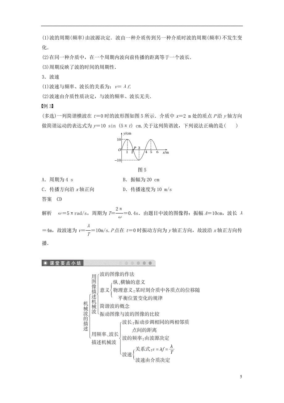 2017-2018学年高中物理第2章机械波2.2机械波的描述学案沪科版选修3-4_第5页