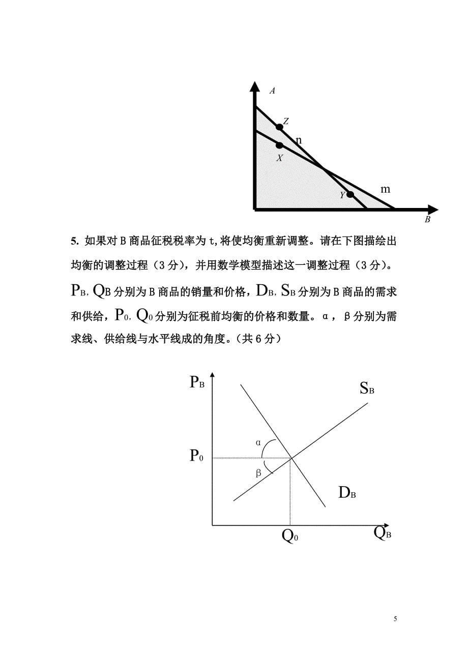 中央财经大学2008-2009学年第二学期《微观经济学》期末考试试卷（财政、会计班）_第5页