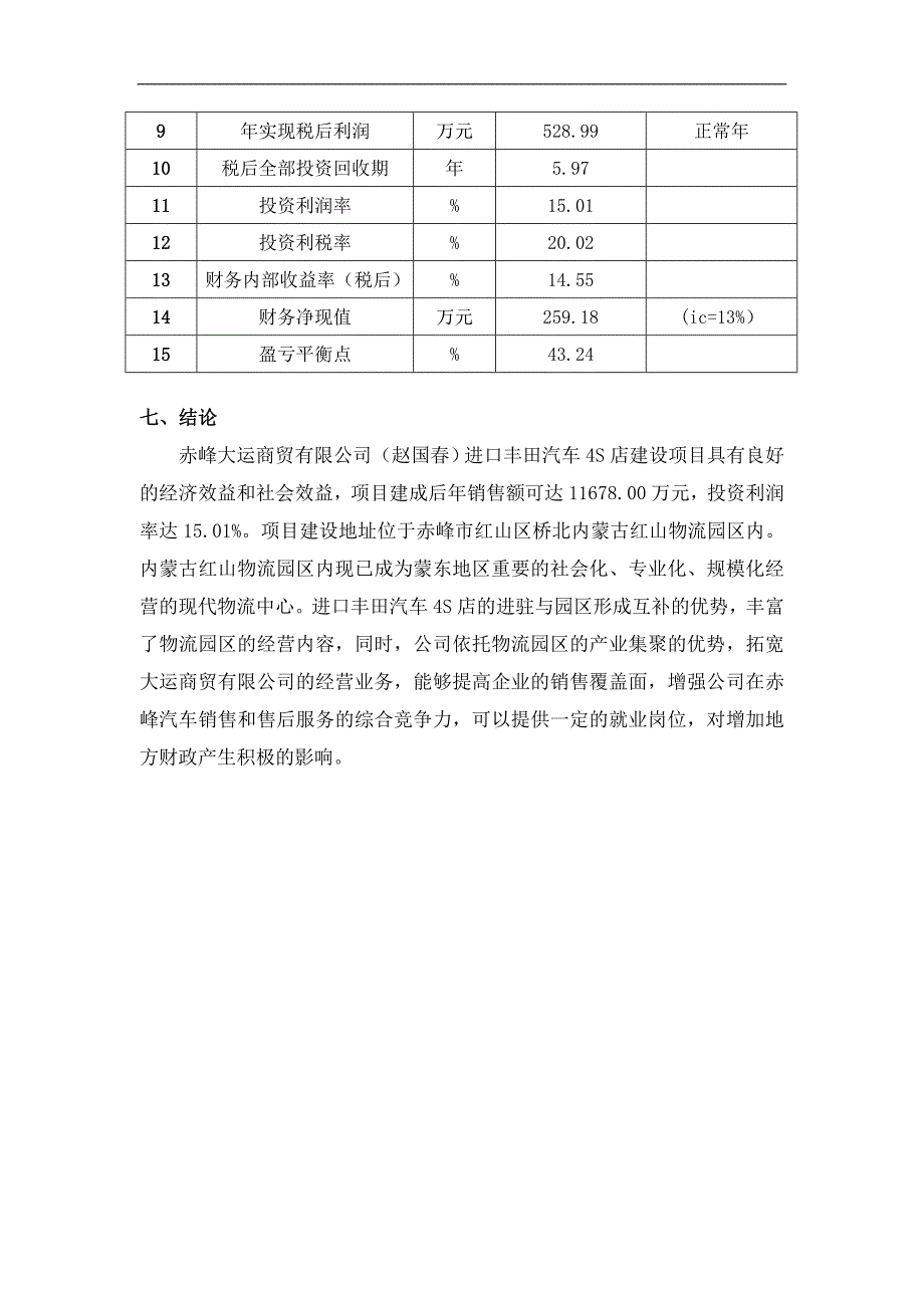 大运商贸进口丰田汽车4s店建设项目可研报告_第4页