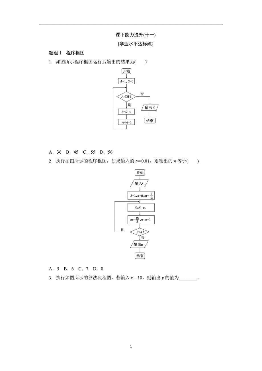 2017-2018学年高中数学人教a版选修1-2创新应用课下能力提升（十一）含解析_第1页