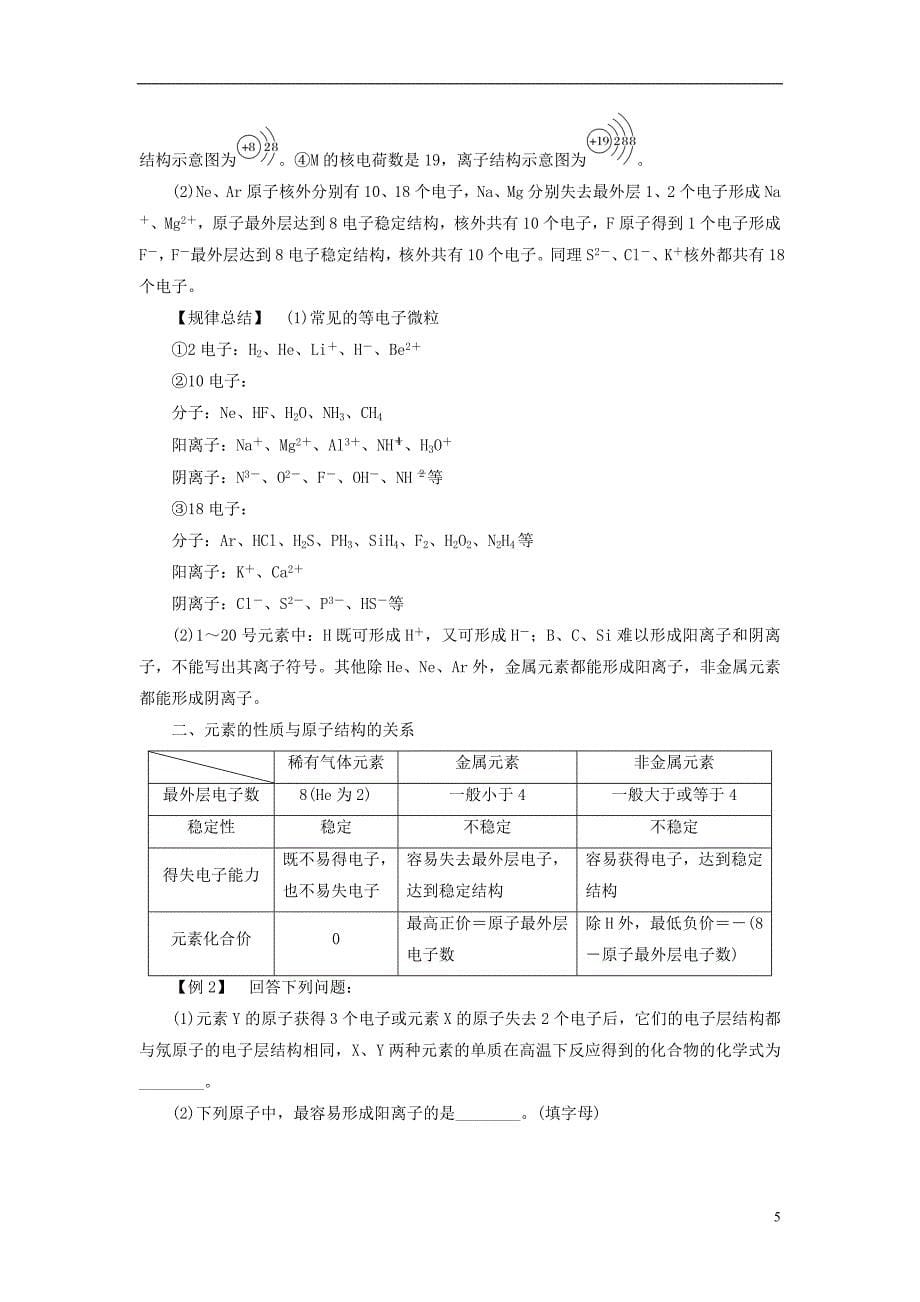 2017-2018学年高中化学第1章原子结构与元素周期律第1节原子结构第2课时核外电子排布同步备课学案鲁科版必修2_第5页