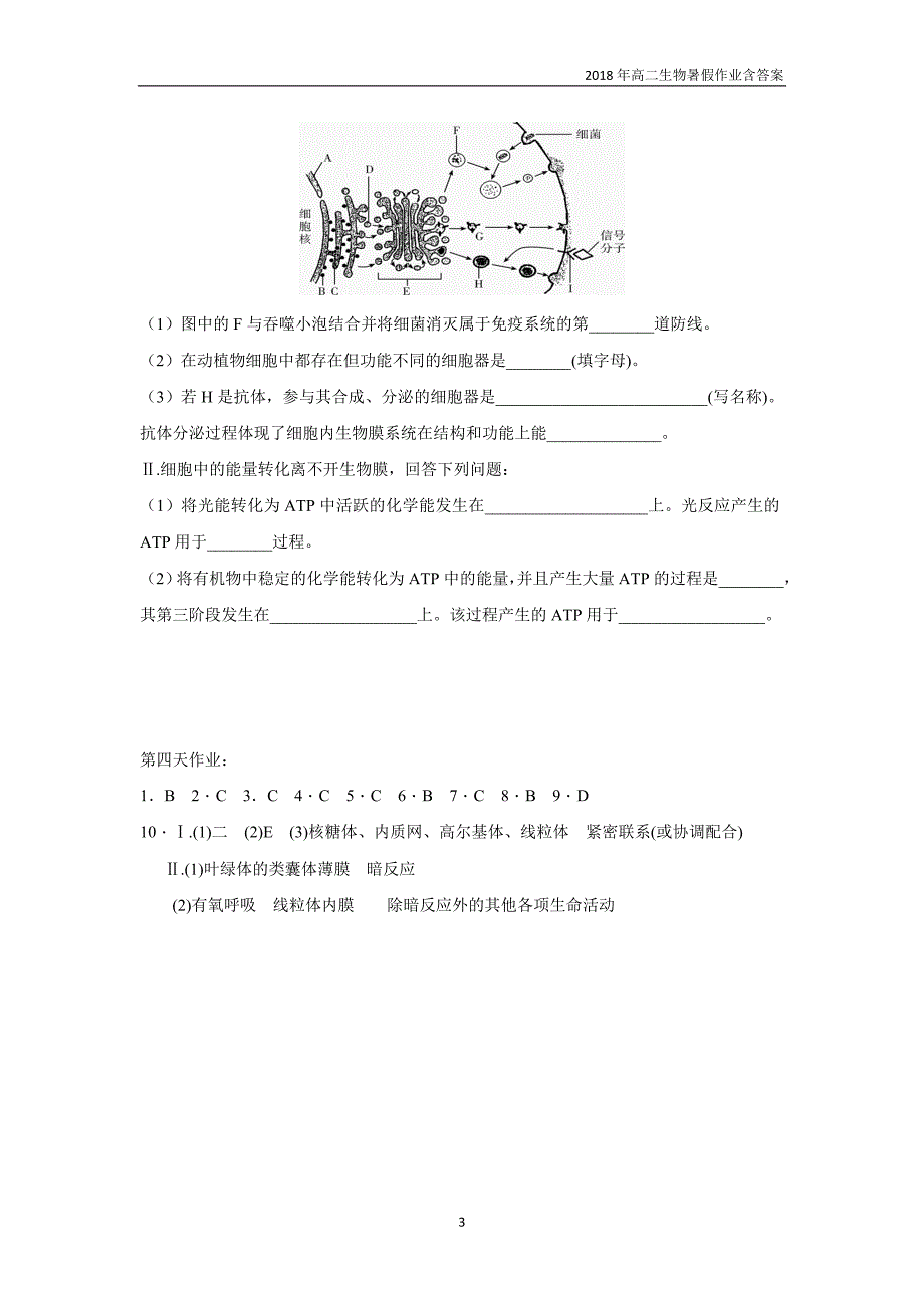 2018年高二生物暑假作业：第4天作业含答案_第3页