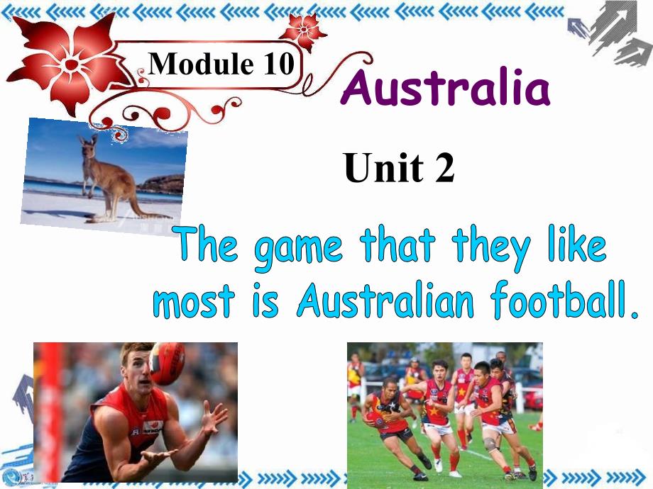 初中英语九年级上册module 10 australia unit 2 the games that they like most is australian football课件_第2页