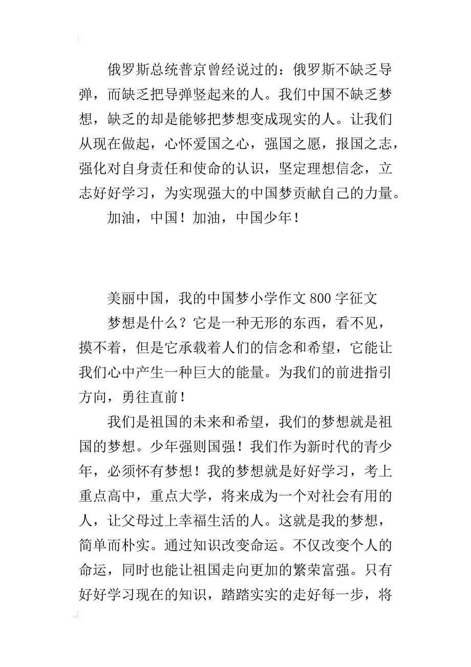 美丽中国，我的中国梦小学作文800字征文_第5页