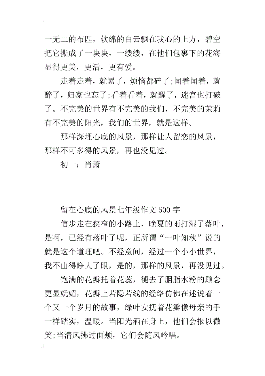 留在心底的风景七年级作文600字_1_第4页