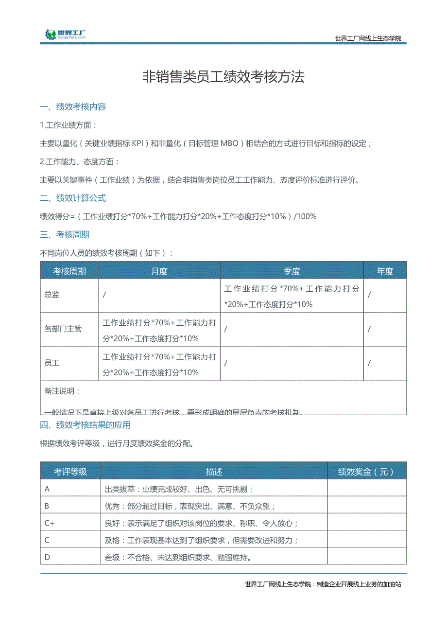 非销售类员工绩效考核方法_第1页