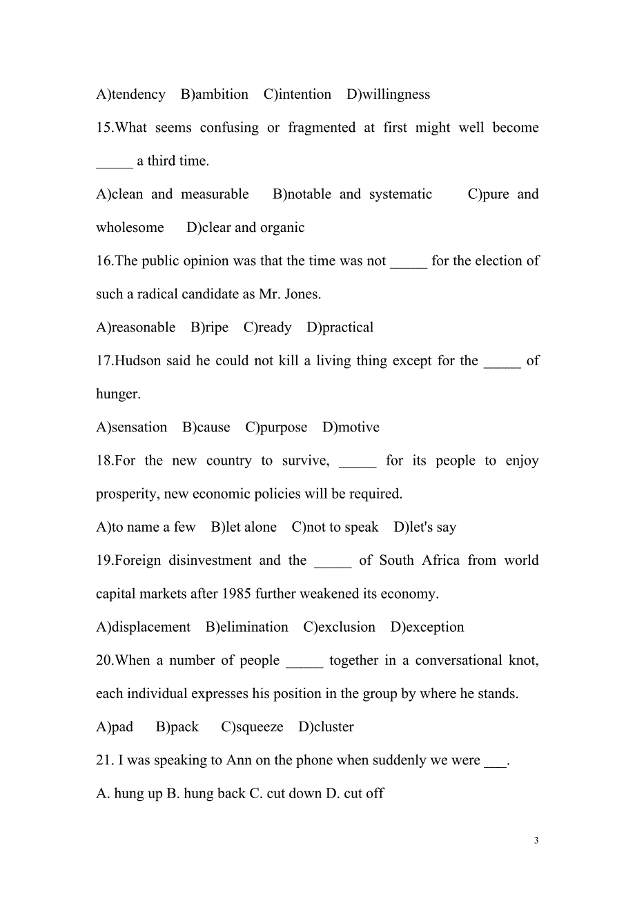 大学英语词汇竞赛题目和答案_第3页