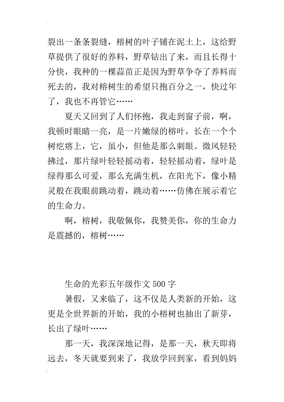 生命的光彩五年级作文500字_第2页