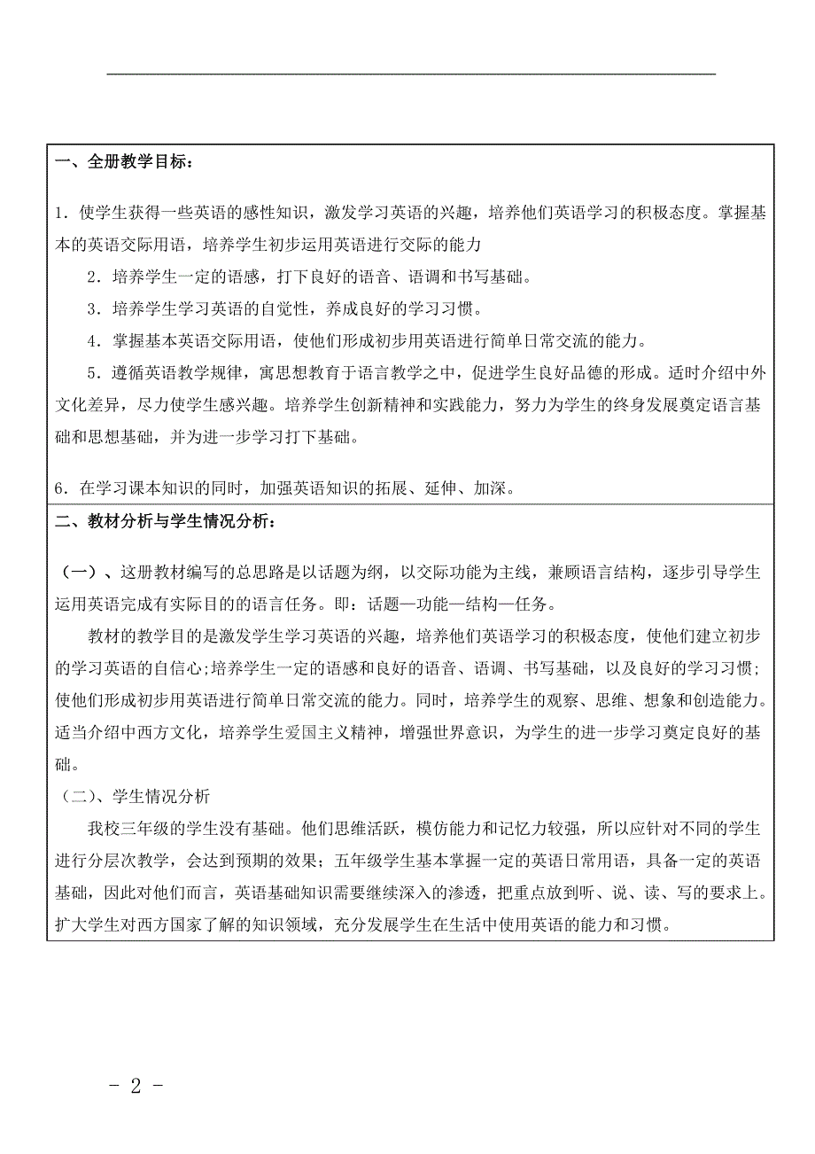 小学三年级上册英语教案全册_第2页