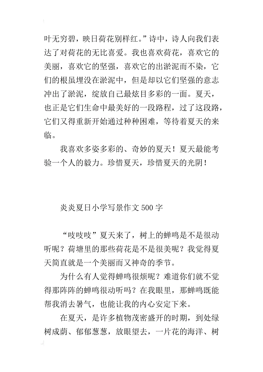 炎炎夏日小学写景作文500字_第2页