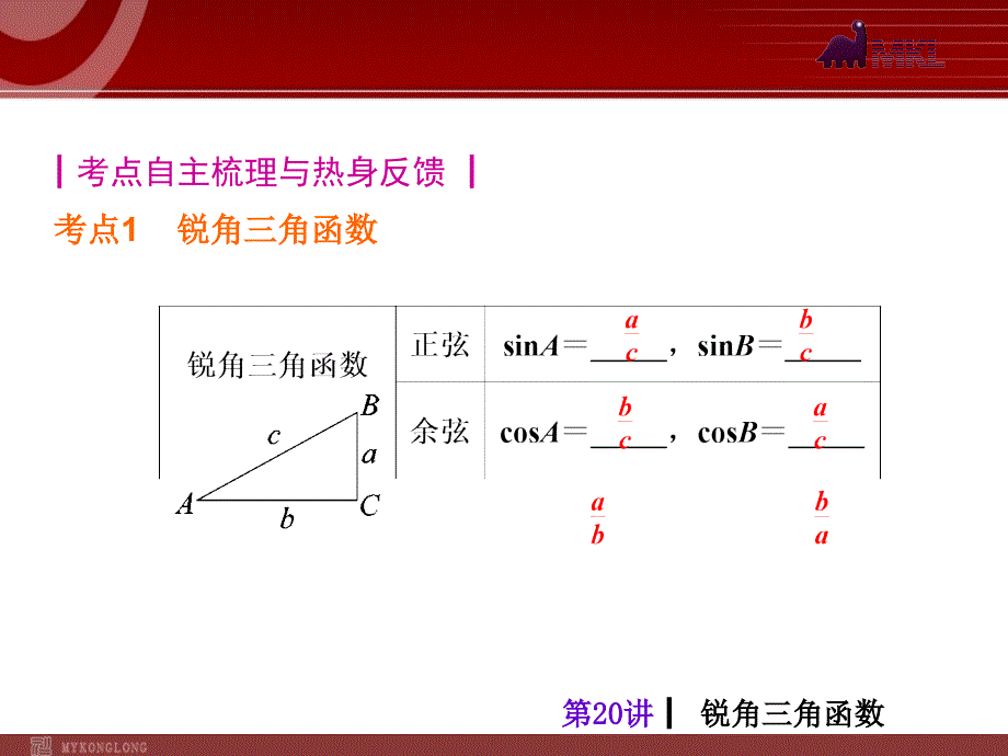 初三数学中考考前热点冲刺指导《第20讲锐角三角函数》_第2页