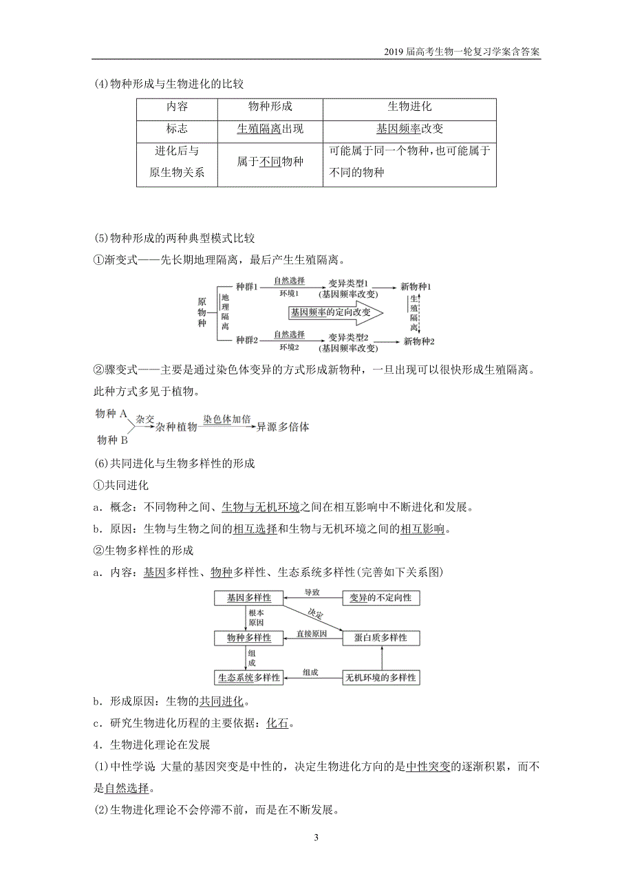 2019届高考高三生物总复习第22讲-生物的进化学案含答案_第3页