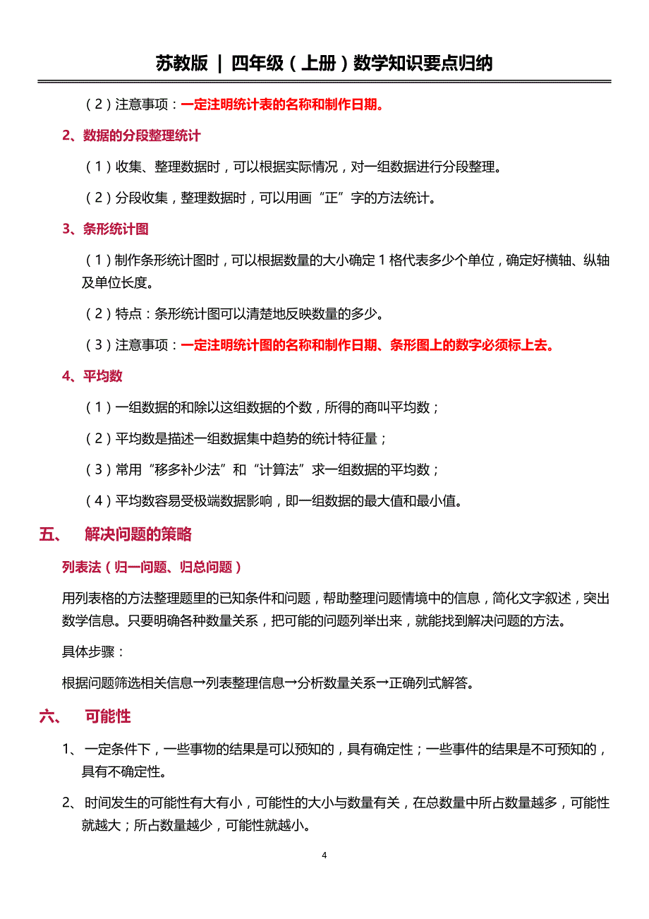 苏教版四年级(上册)数学知识要点归纳(2017)_第4页