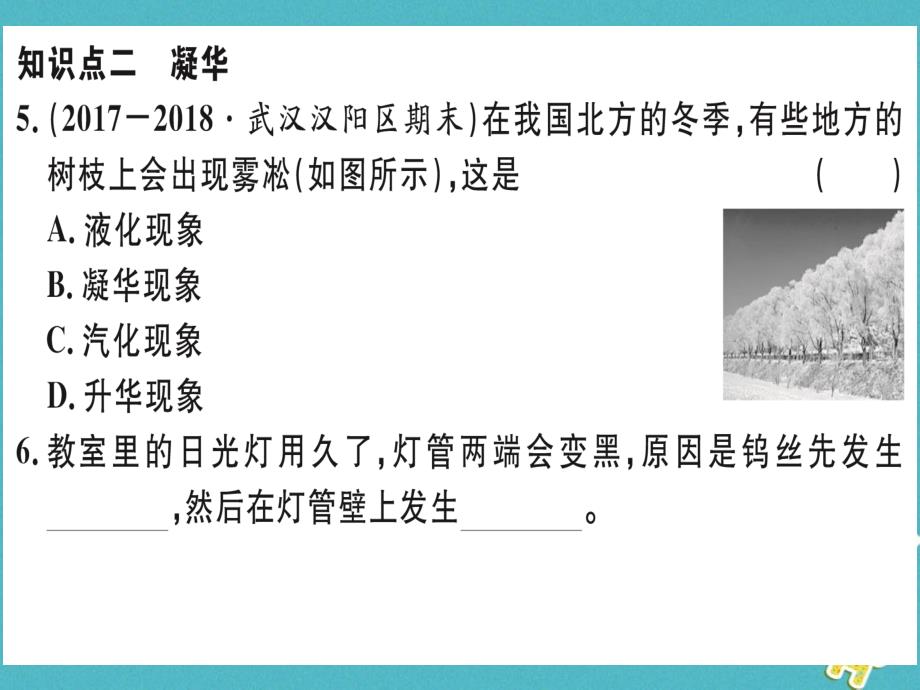 湖北省2018年八年级物理上册第三章第4节升华和凝华习题课件（新版）新人教版_第4页