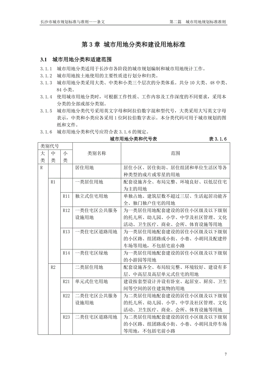 长沙市城市规划标准与准则-城市用地分类和建设用地标准_第1页