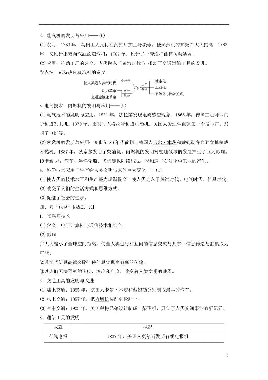 2019版高考历史一轮总复习专题二十近代以来的中外科技与文学艺术考点53近代以来科学技术的辉煌学案_第5页